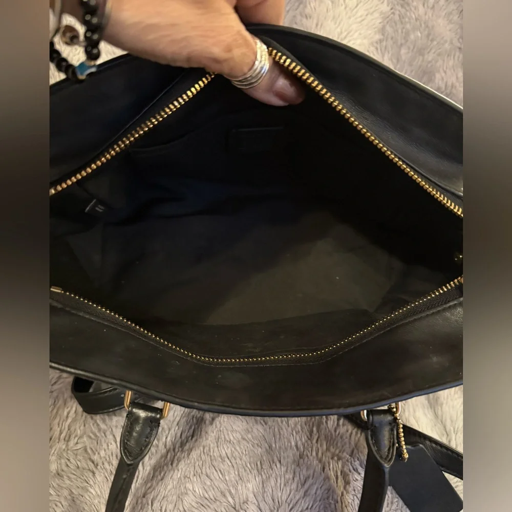 Coach Swagger Black Satchel Bag with Gold Accents F55665 EUC - Picture 16 of 16